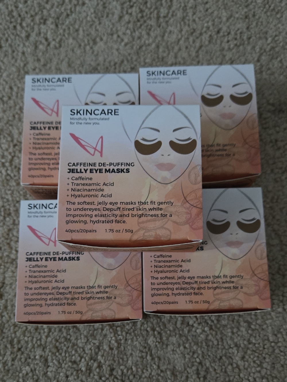 Caffeine De-Puffing Jelly Eye Masks – Peach/Pink